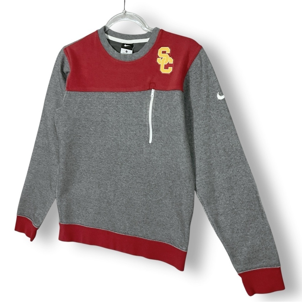 Nike USC Trojans Mens Pullover Sz S Crew Neck Colorblock Zip Pocket Gray - Picture 5 of 11